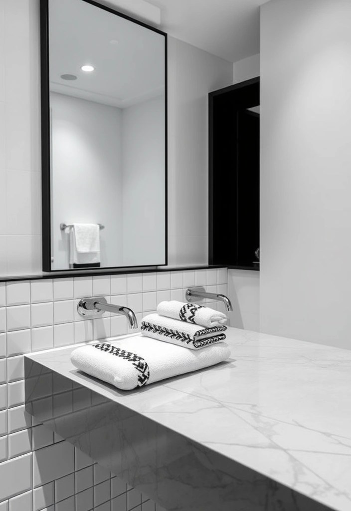 12 Stylish Decorative Towels to Upgrade Your Bathroom Decor - 2. Monochrome Elegance