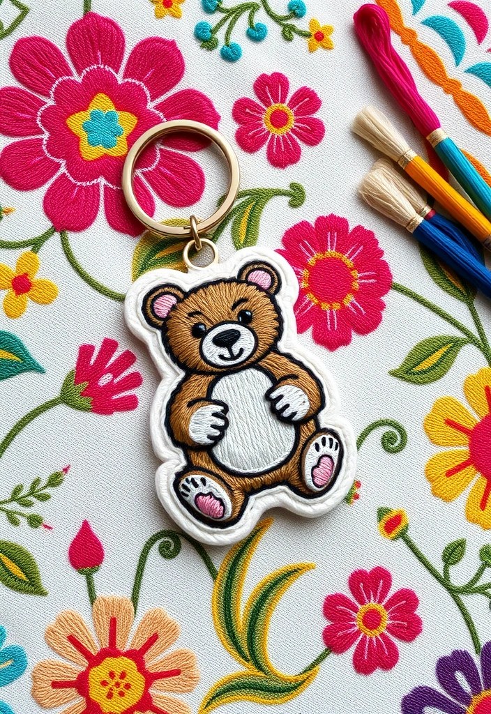 What kind of bear keychain do you like? - 6. Embroidered Bear Keychain